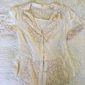 Anthropologie lace button down blouse